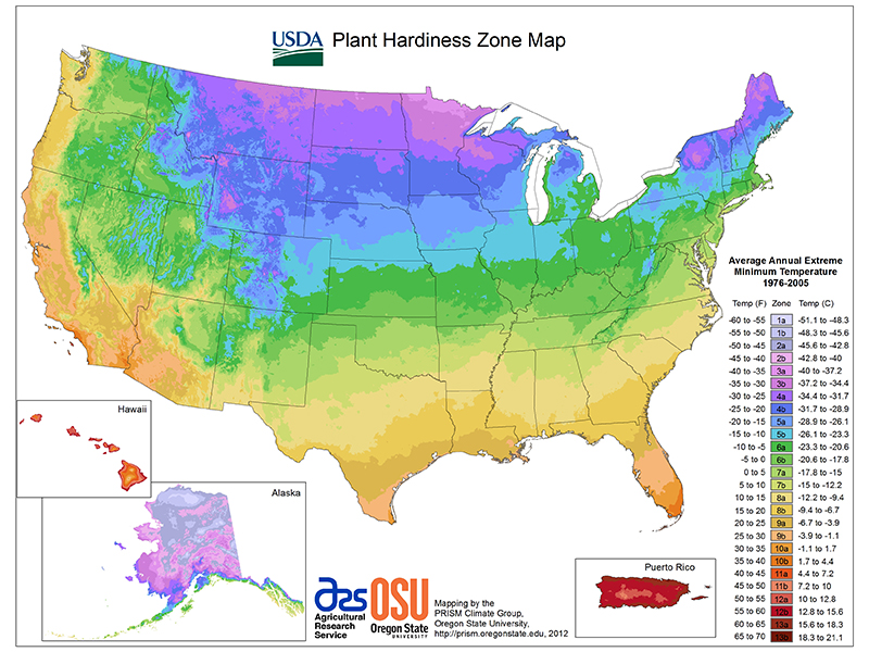 2012 USDA Plant Zone Map